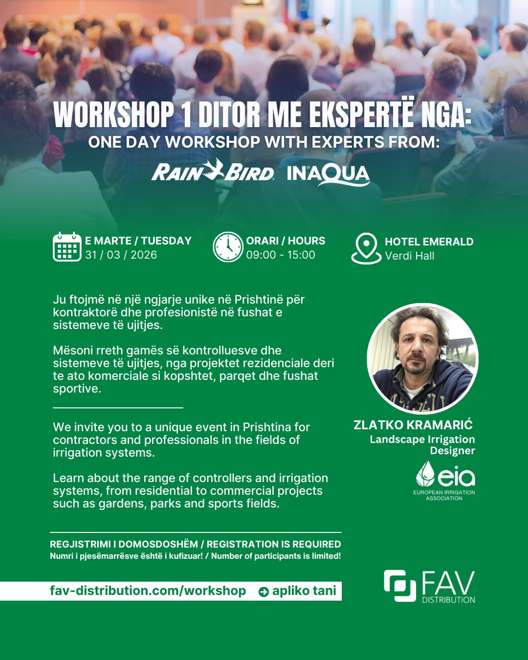 Workshop i parë në Kosovë për teknologjitë moderne të ujitjes